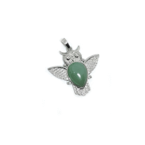 Natural Green Aventurine Crystal Owl Shaped Pendant Reiki Healing