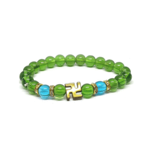 Hematite Auspicious Swastik Multi Colour Crystal Bracelet For Men And Women