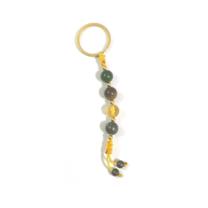 Natural Wealth Magnet Crystals Citrine Pyrite Tiger Eye Green jade Crystal Key Chain Key Ring
