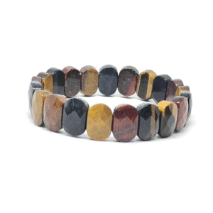 Natural Red yellow and black Tiger Eye's Oval Faceted Crystal Bracelet