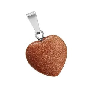 Red Gold Stone Sand Stone Crystal Mini heart Shaped Pendant