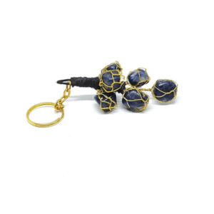 Natural Sodalite tumble Crystals Mini Hanging Key Chain Key Ring