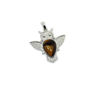 Natural Tiger's Eye Crystals Owl Shaped Pendant Reiki Healing