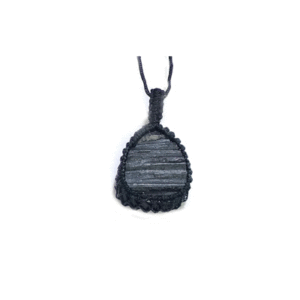 Natural Black Tourmaline Raw Rough Thread Cage Crystal Pendant For Men And Women