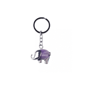 Natural Amethyst Crystal Elephant Shped Key Chain Key Ring