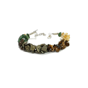 Money Magnet Natural Chips Crystals Bracelet Pyrite Green Jade Tiger's Eye Citrine Crystals Bracelet