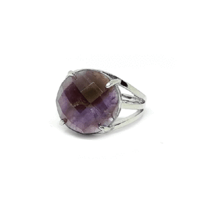 Natural Amethyst Crystal Faceted Diamond Cut Free Size Ring