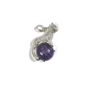 Natural Amethyst Crystal Tiger Shaped Pendant