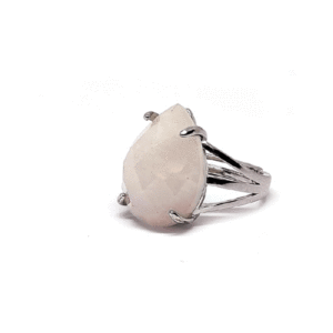 Natural Rose Quartz Crystal Diamond Cut Faceted Free Size Ring