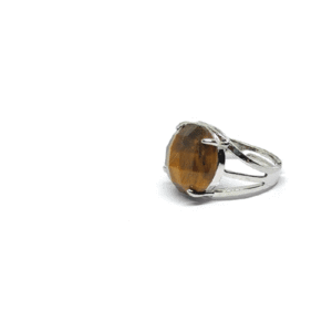 Natural Tiger Eye Crystal Faceted Diamond Cut Free Size Ring