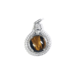 Natural Tiger Eye Crystal Jircon Finished Pendant