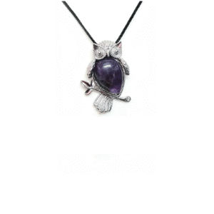 Natural Amethyst Crystal Owl Shape Pendant