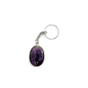 Amethyst Oval crystal Lucky Charm key Chain key Ring