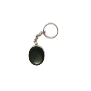 Natural Black Onyx Oval crystal Lucky Charm key Chain key Ring