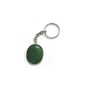 Natural Green Jade Oval crystal Lucky Charm key Chain key Ring