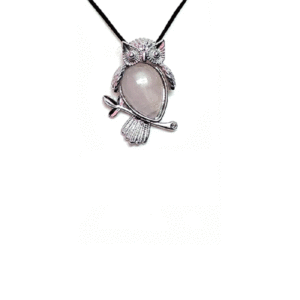 Natural Rose Quartz Owl Shape Crystal Pendant