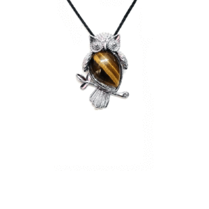 Natural Tiger Eye Crystal Owl Shape Pendant