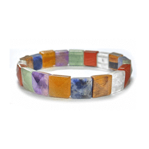 Seven Chakra Crystals Pyramid Shaped Lucky Charm Adjustable Bracelet