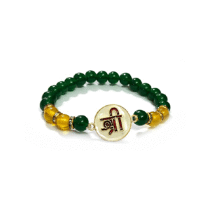 Shree Ji Laxmi Ji Symbol Lucky Charm Adjustable green Bracelet