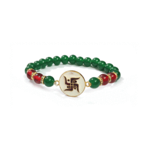 Swastik Green Crystal Lucky Charm Adjustable Bracelet