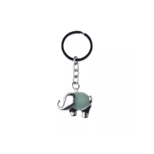 Natural Green Aventurine Crystals Elephant Shaped Key Chain Key Ring
