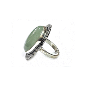 Natural Green Aventurine Oval Crystal Free Size Crystal Adjustable Ring