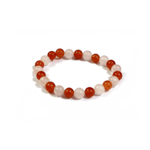 Natural Rose Quartz And Carnelian Lucky Charm Attraction Crystal Bracelet