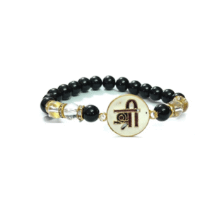 Shree Ji Laxmi Ji Symbol Lucky Charm Adjustable Black Bracelet