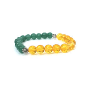 Natural Citrine & Green Aventurine Crystal Stone 8 mm Stretch Bracelet