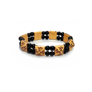 Om Aum Symbol Pyramid Shaped Stretch Lucky Charm Black Bracelet