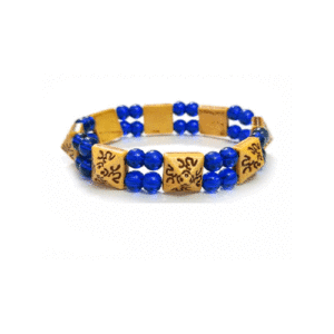 Om Aum Symbol Pyramid Shaped Stretch Lucky Charm D Blue Bracelet