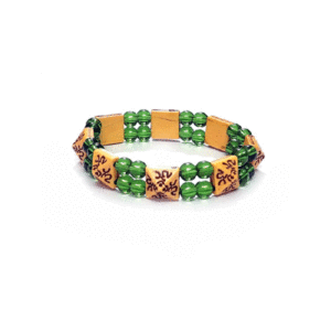 Om Aum Symbol Pyramid Shaped Stretch Lucky Charm Green Bracelet