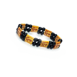 Om Aum Symbol Stretch Lucky Charm Black Bracelet