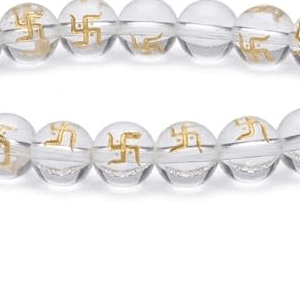 Auspicious Hindu Swastik Symbol Engraved Lucky Charm Crystal Bracelet