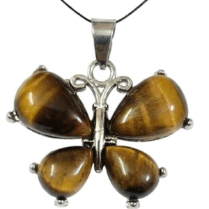 Natural Tiger Eye Butterfly Shaped Crystal Pendant