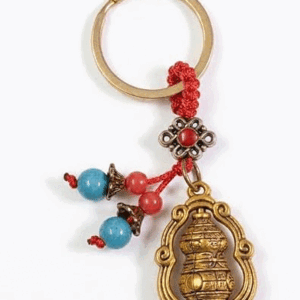 Feng Shui Tibetan Golden Wu Lou Wulu Calabash With Lucky Mistic Knot Lucky Charm Crystal ey Chain Key Ring