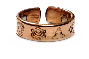 Seven Chakra Symbols Engraved Magnetic Copper Free Size Ring