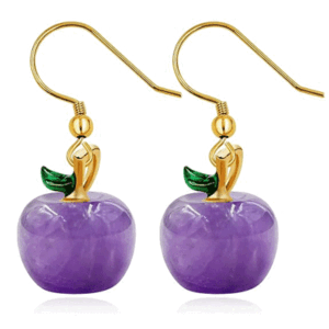 Natural Amthyst Apple Shaped Crystals Tops Jhumka Earring Ear Ring Pair For Women And Girls