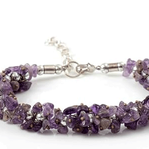 Natural Amethyst Crystals Chips Adjustable Bracelet