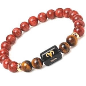 Aries Zodiac Mesh Rashi Natural Red jasper And Tiger Eye Crystals Lucky Charm Bracelet