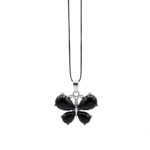 Natural Black Tourmaline Butterfly Shaped Crystal Pendant