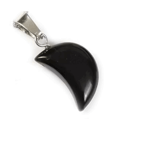 Natural Black Tourmaline Crystal MIni Moon Shaped Lucky Charm Crystal Pendant