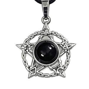 Natural Black Tourmaline Star Shaped Crystal Lucky Charm Pendant
