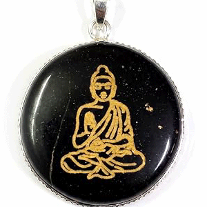 Tibetan Meditating Buddha Engraved Black tourmaline Crystal Pendant For Men And Women
