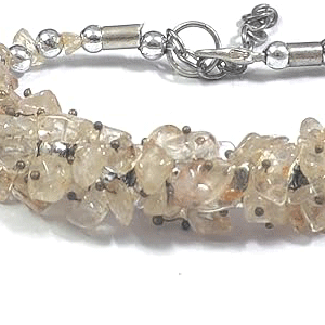 Natural Citrine Crystals Chips Adjustable Bracelet