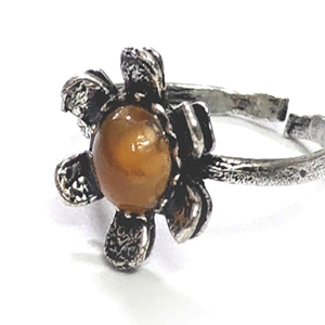 Natural Citrine Crystal Flower Shape Free Size Ring