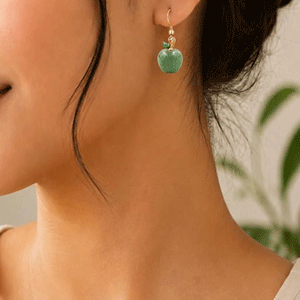 Natural Green Aventurine Apple Shaped Crystals Tops Jhumka Earring Ear Ring Pair For Women And Girls - Image 2