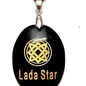 Star Of Lada Symbol Engraved Black Tourmaline Crystal Lucky Charm Pendant Locket