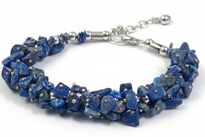 Natural Lapis Lazuli Lajwat Crystals Chips Bracelet