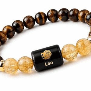 Leo Zodiac Singh Rashi Natural Tiger Eye And Citrine Crystals Lucky Charm Bracelet